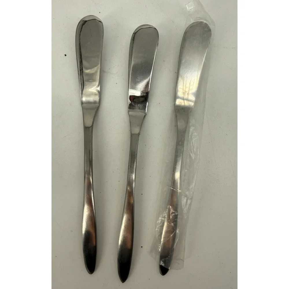 Vtg Playboy Stainless Steel Butter Knives Mid Century Modern Flat Handle Japan